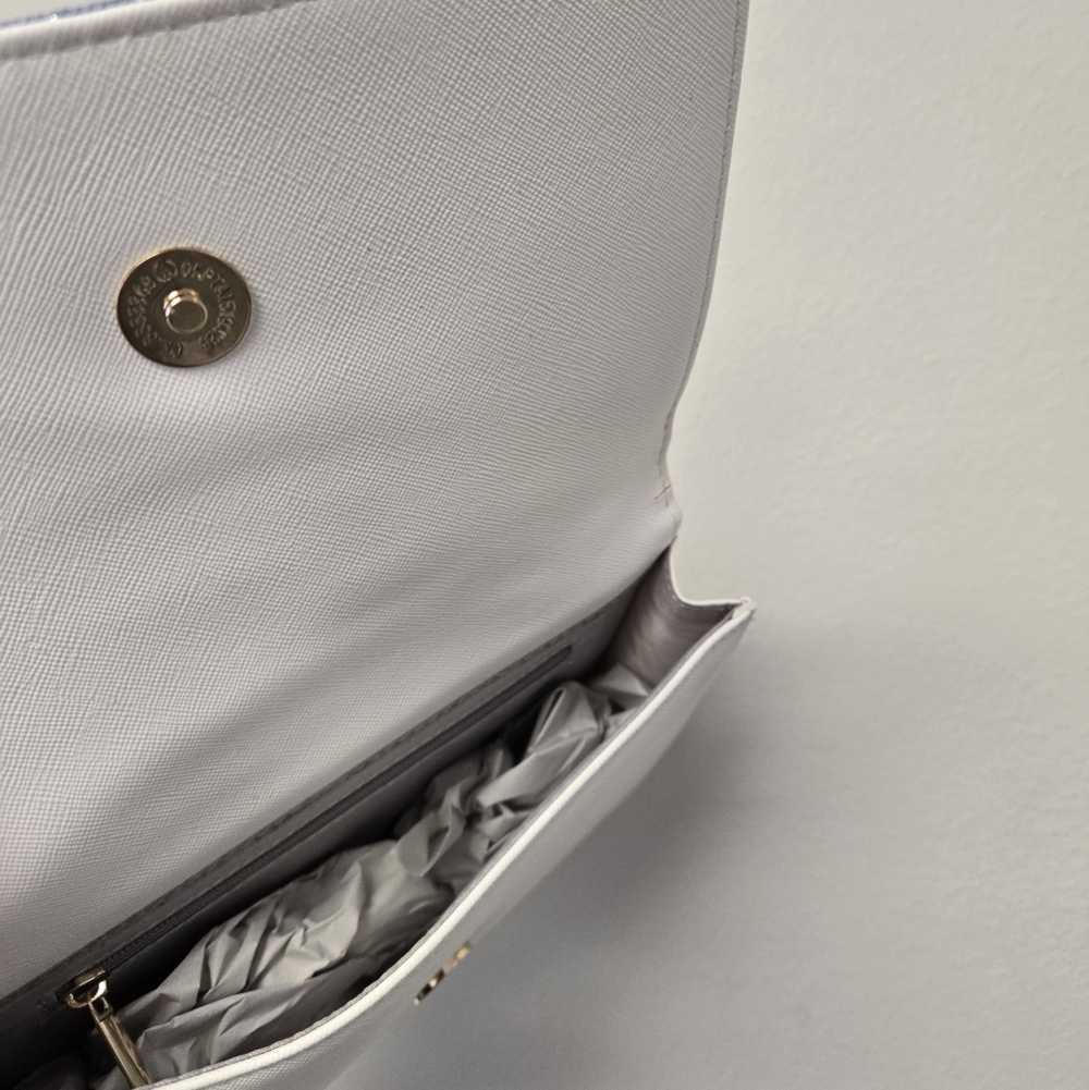 Rabbit Bow Faux Leather Quilted Shoulder crossbody Bag White Blue - Picture 5 of 9